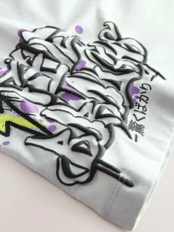 Next Black/White/Grey Relaxed Fit Graphic Print Short Sleeve T-Shirts 3 Pack (3-16yrs)