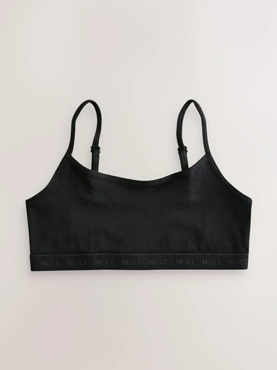 Next Strappy Crop Tops 3 Pack (5-16yrs) Black/White/Grey Online