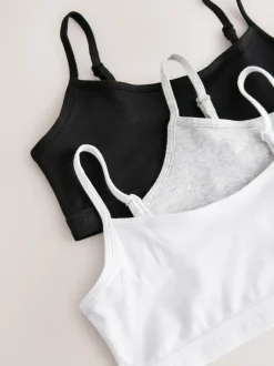 Next Strappy Crop Tops 3 Pack (5-16yrs) Black/White/Grey Online
