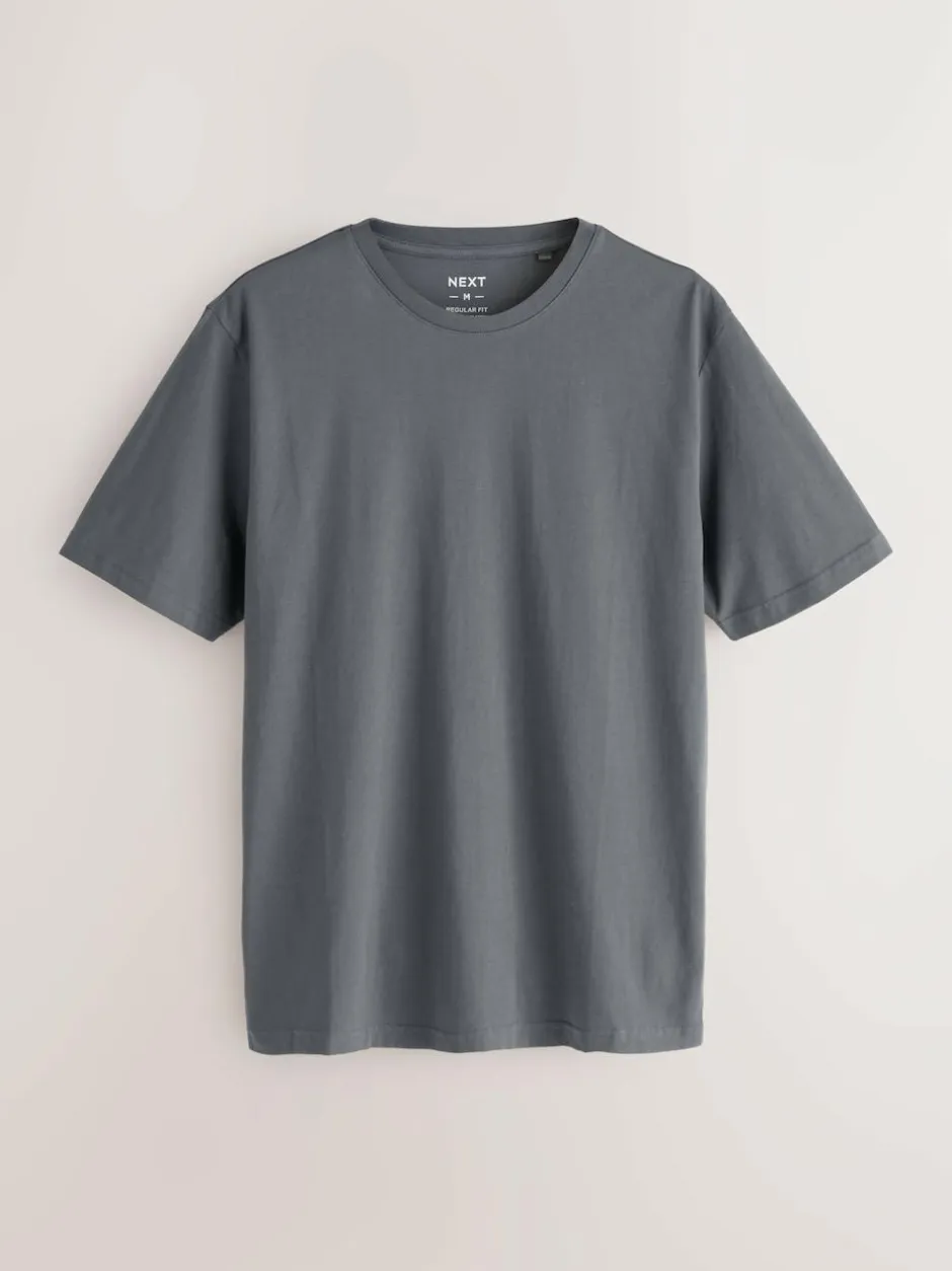Next Black/White/Grey/Slate Grey/Stone/Brown Regular Fit Essential Cotton T-Shirts 6 Pack Clearance