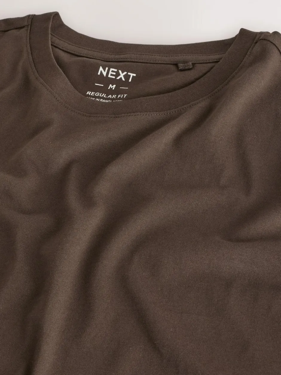 Next Black/White/Grey/Slate Grey/Stone/Brown Regular Fit Essential Cotton T-Shirts 6 Pack Clearance