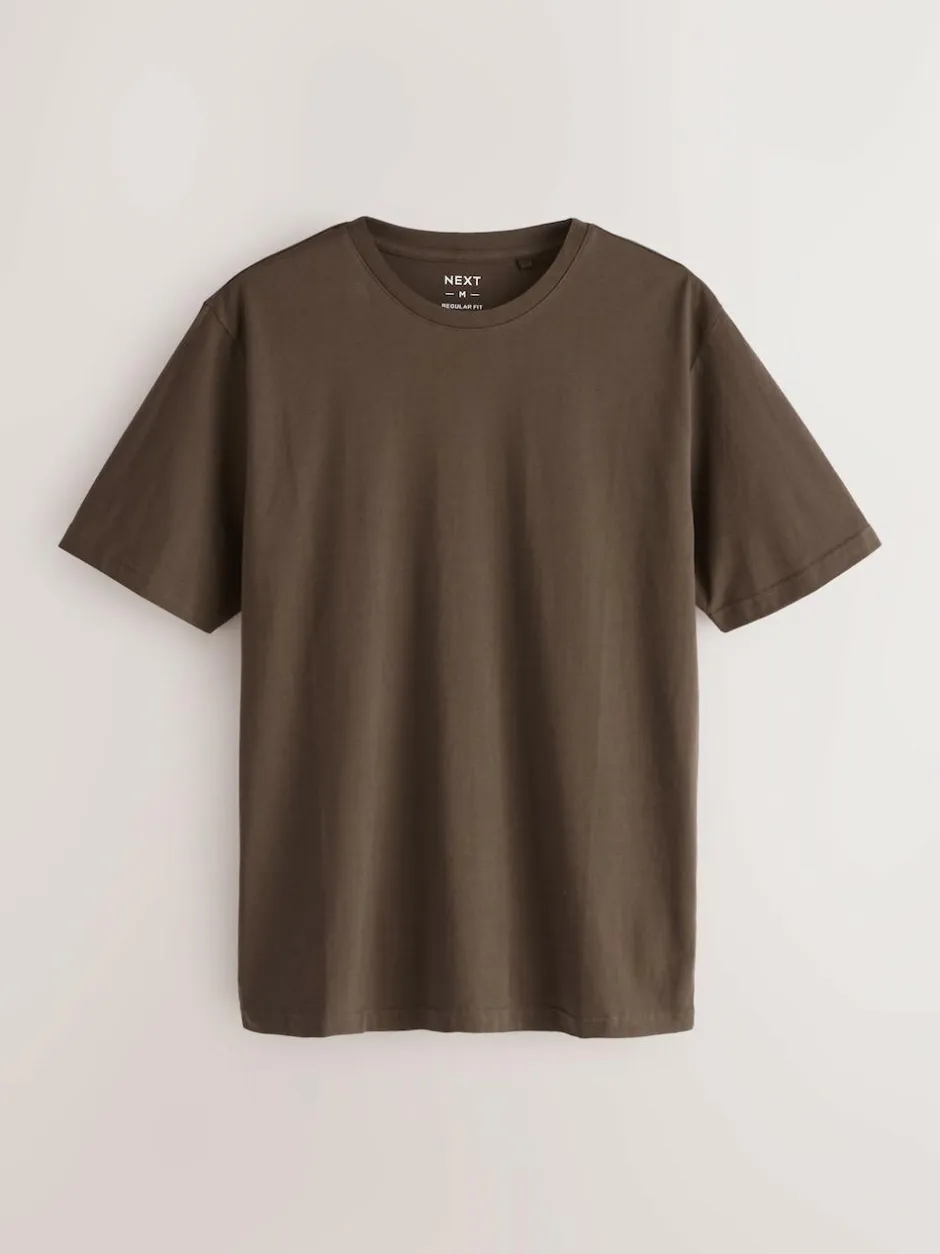 Next Black/White/Grey/Slate Grey/Stone/Brown Regular Fit Essential Cotton T-Shirts 6 Pack Clearance