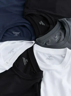 Next Black/White/Navy/Grey Muscle Fit Essential Cotton T-Shirts 6 Pack Best