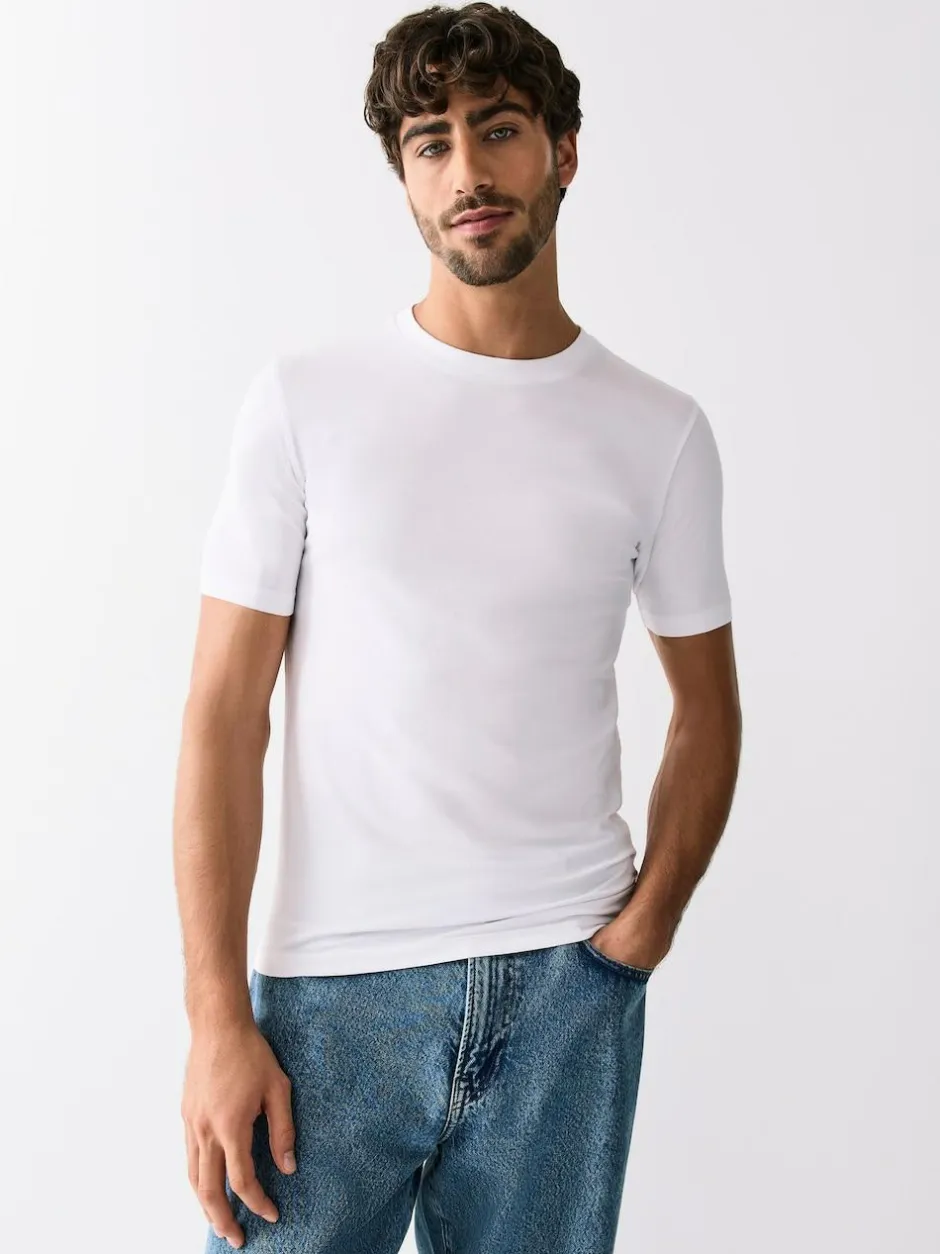 Next Black/White/Navy/Grey Muscle Fit Essential Cotton T-Shirts 6 Pack Best