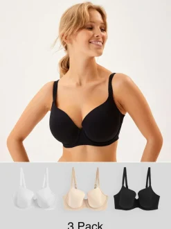 Next Black/White/Pastel Rose Nude Pad Balcony DD+ Cotton Blend Ultimate Comfort Bras 3 Pack Sale