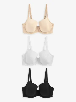 Next Black/White/Pastel Rose Nude Pad Balcony DD+ Cotton Blend Ultimate Comfort Bras 3 Pack Sale