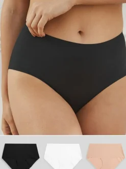 Next Midi No VPL Comfort Knickers 3 Pack Black/White/Praline Nude Best
