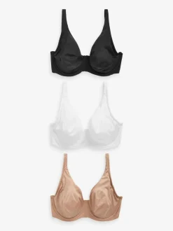 Next Non Pad Full Cup DD+ Microfibre Smoothing Ultimate Comfort T-Shirt Bras 3 Pack Black/White/Praline Nude Discount