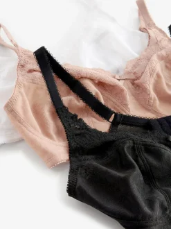Next Total Support Full Cup Lace Ultimate Comfort Bras 3 Pack Black/White/Praline Nude Sale