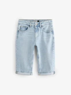 Next Knee Length Bermuda Denim Shorts Bleach Sale