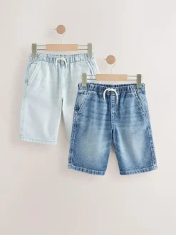 Next Bermuda Pull On Denim Shorts 2 Pack (3-16yrs) Bleach/Mid Blue Best