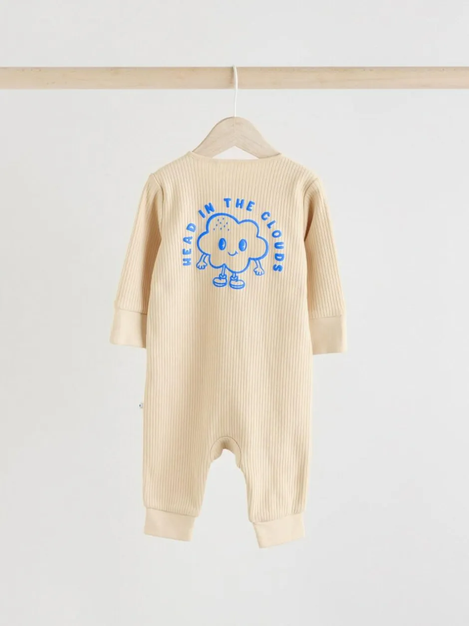 Next Blue 3 pack Baby Two Way Zip Footless Cotton Sleepsuits (0mths-3yrs) Best