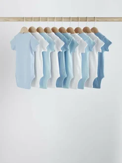 Next Blue 10 Pack Plain Baby Bodysuits