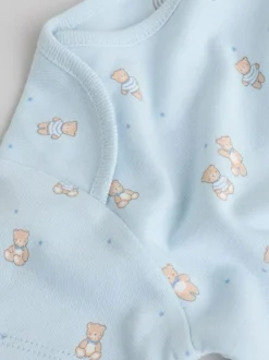 Next Blue 7 Pack Short Sleeve Baby Bear Bodysuit Clearance