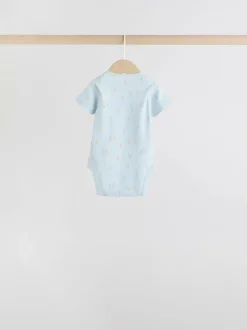Next Blue 7 Pack Short Sleeve Baby Bear Bodysuit Clearance