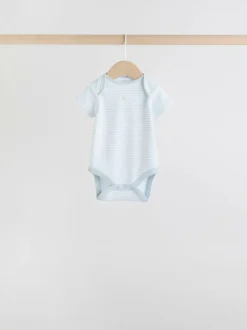 Next Blue 7 Pack Short Sleeve Baby Bear Bodysuit Clearance