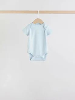 Next Blue 7 Pack Short Sleeve Baby Bear Bodysuit Clearance