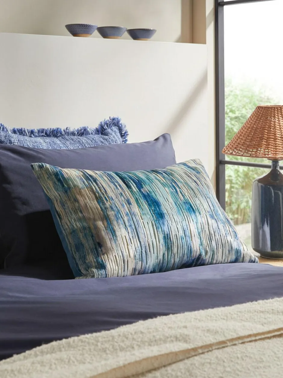 Next 40 x 59cm Haze Velvet Stripe Cushion Blue Online