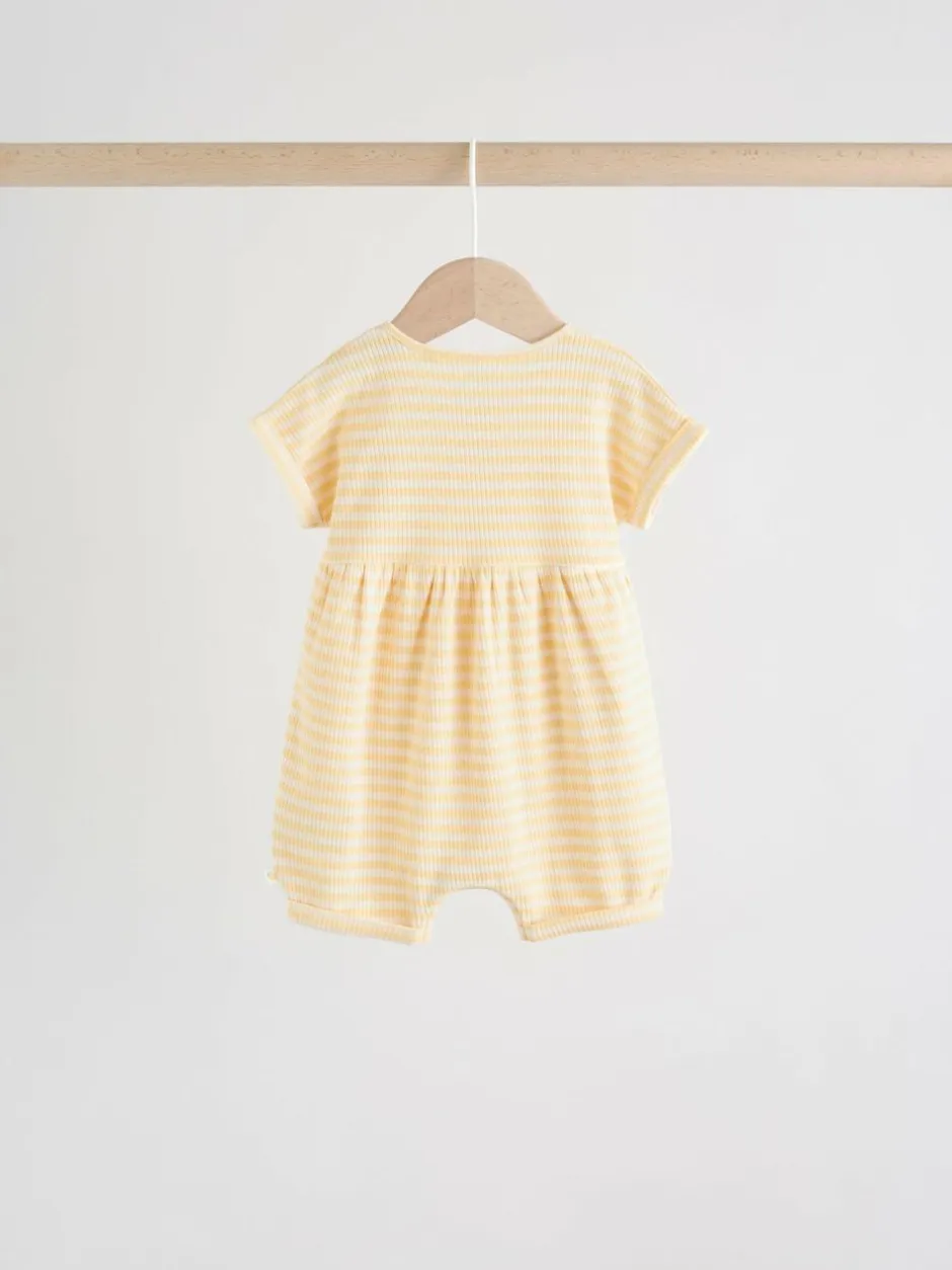 Next Blue and Lemon Printed Button T Shirt Jersey 3 Pack Baby Rompers Sale