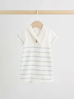 Next Baby Jersey Rompers 2 Pack Blue and White Striped Clearance
