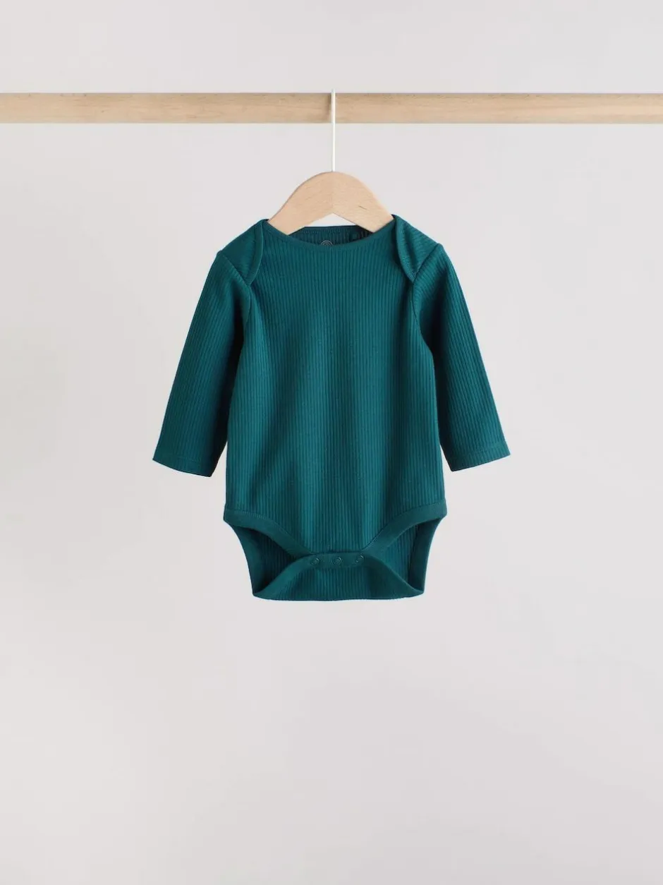Next Blue Baby Long Sleeve Bodysuits 5 Pack Clearance