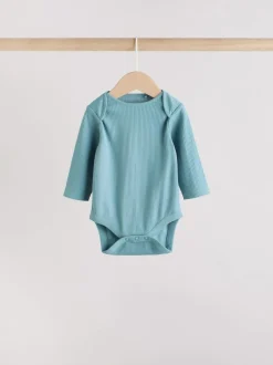 Next Blue Baby Long Sleeve Bodysuits 5 Pack Clearance
