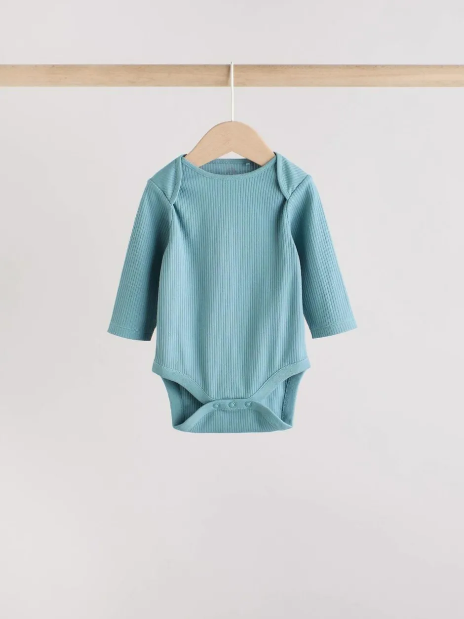 Next Blue Baby Long Sleeve Bodysuits 5 Pack Clearance