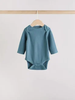 Next Blue Baby Long Sleeve Bodysuits 5 Pack Clearance