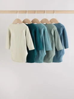 Next Blue Baby Long Sleeve Bodysuits 5 Pack Clearance