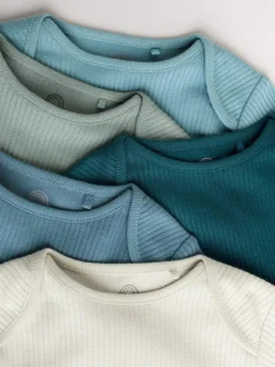 Next Blue Baby Long Sleeve Bodysuits 5 Pack Clearance