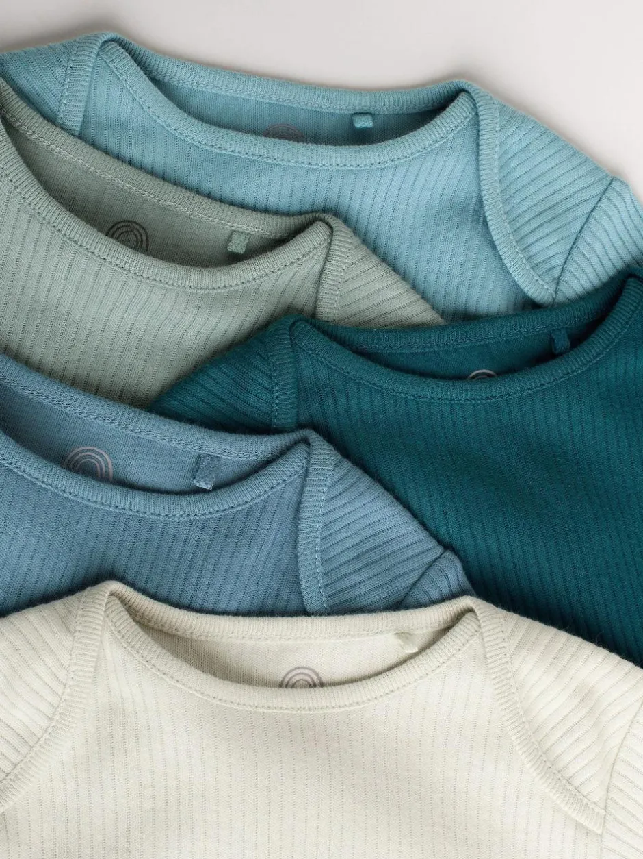 Next Blue Baby Long Sleeve Bodysuits 5 Pack Clearance