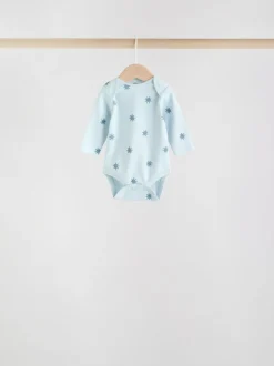 Next Blue Baby Long Sleeve Bodysuits 5 Pack Outlet