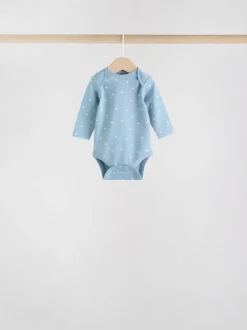Next Blue Baby Long Sleeve Bodysuits 5 Pack Outlet