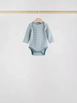 Next Blue Baby Long Sleeve Bodysuits 5 Pack Outlet