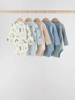 Next Blue Baby Long Sleeve Bodysuits 5 Pack Outlet