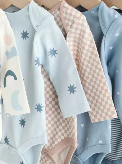 Next Blue Baby Long Sleeve Bodysuits 5 Pack Outlet