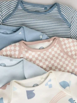 Next Blue Baby Long Sleeve Bodysuits 5 Pack Outlet