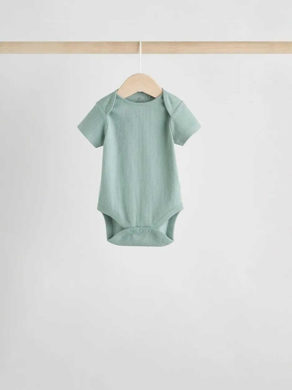 Next Blue Baby Short Sleeve Bodysuits 5 Pack New