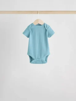 Next Blue Baby Short Sleeve Bodysuits 5 Pack New