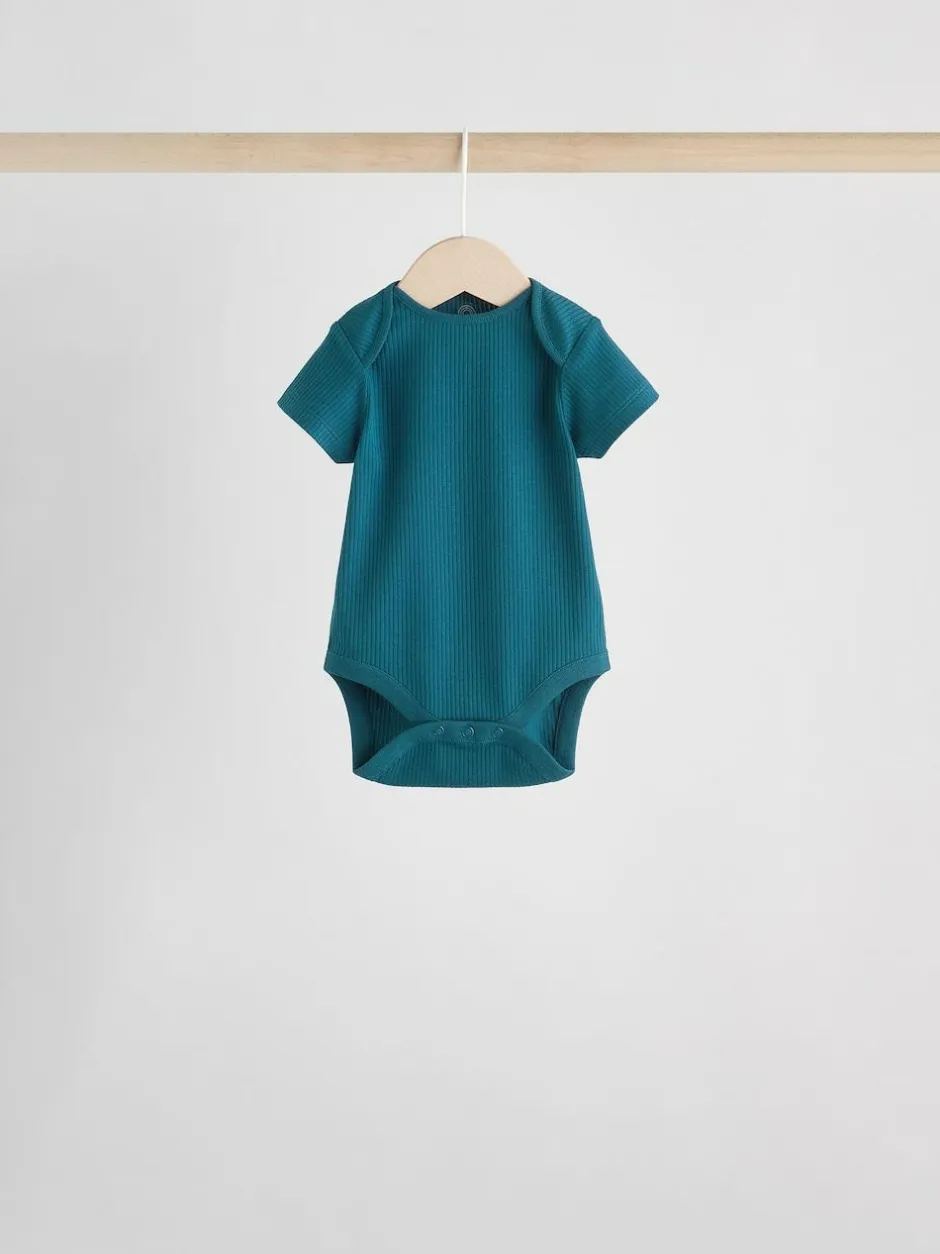 Next Blue Baby Short Sleeve Bodysuits 5 Pack New
