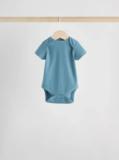 Next Blue Baby Short Sleeve Bodysuits 5 Pack New