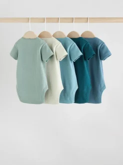 Next Blue Baby Short Sleeve Bodysuits 5 Pack New