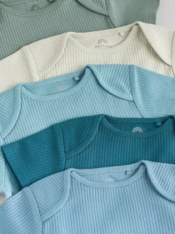 Next Blue Baby Short Sleeve Bodysuits 5 Pack New