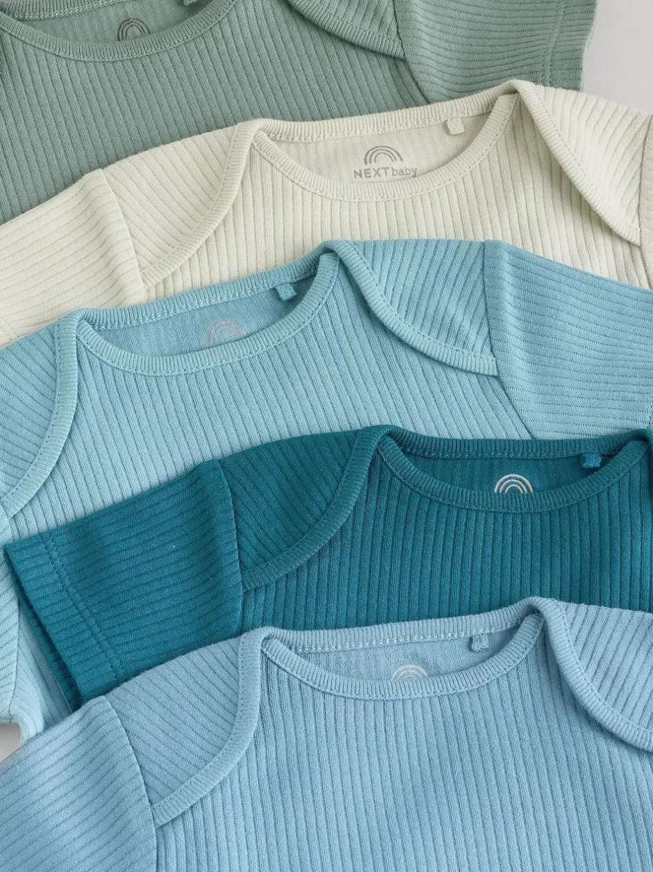 Next Blue Baby Short Sleeve Bodysuits 5 Pack New