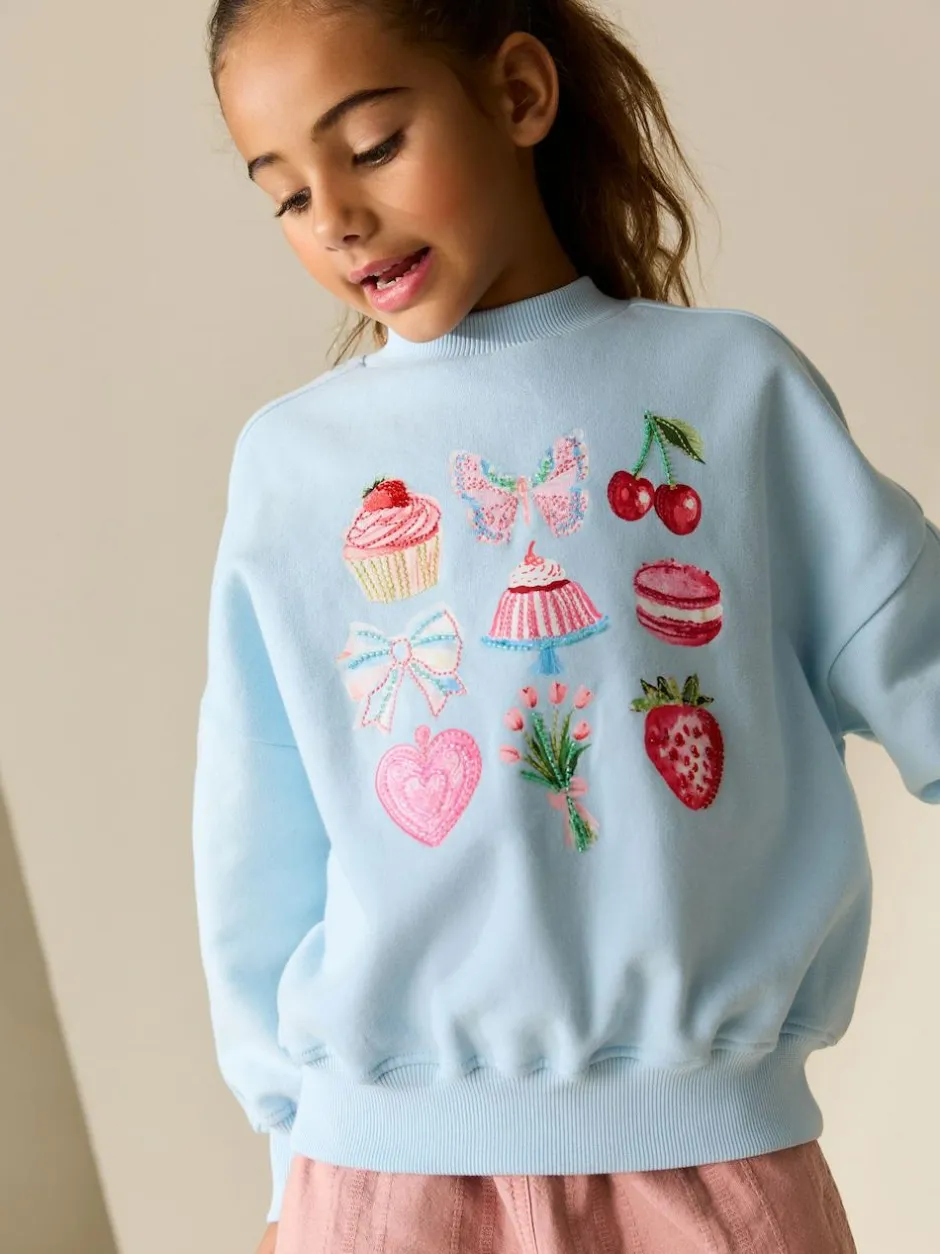 Next Sweatshirt (3-16yrs) Blue Beaded Cake New