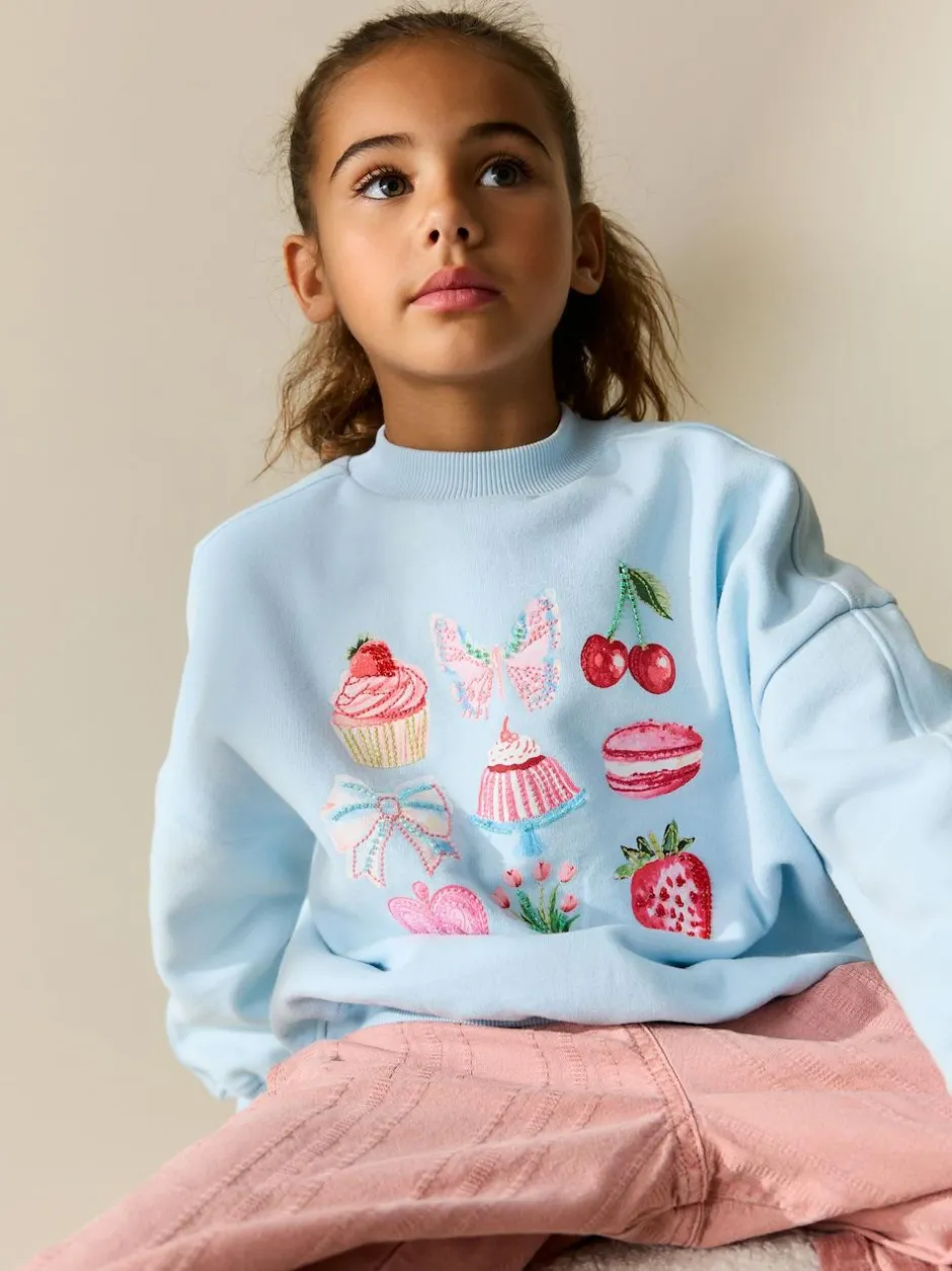 Next Sweatshirt (3-16yrs) Blue Beaded Cake New