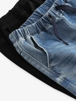 Next Blue Black Denim Supersoft Pull-On Jeans With Stretch 2 Pack (3mths-7yrs) Sale