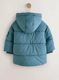 Next Borg Lined Padded Shower Resistant Coat (3mths-7yrs) Blue Online