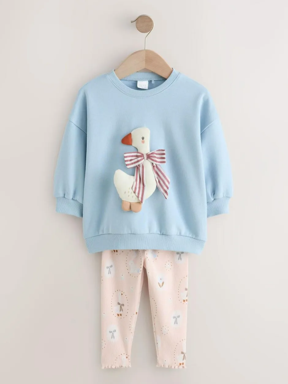 Next Sweatshirt & Leggings Set (3mths-7yrs) Blue Bow Duck Hot