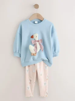 Next Sweatshirt & Leggings Set (3mths-7yrs) Blue Bow Duck Hot